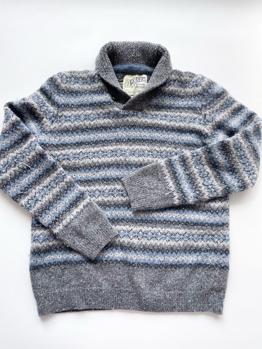 Men's or Women's Grayers Outdoor Gray Fair Isle Lambswool Sweater Size Small